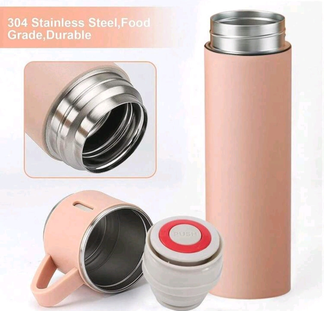 Termo de café - Taza de viaje de acero inoxidable con aislamiento al vacío, 500 ml, con vaso para bebidas frías y calientes (rosa, tres tazas)