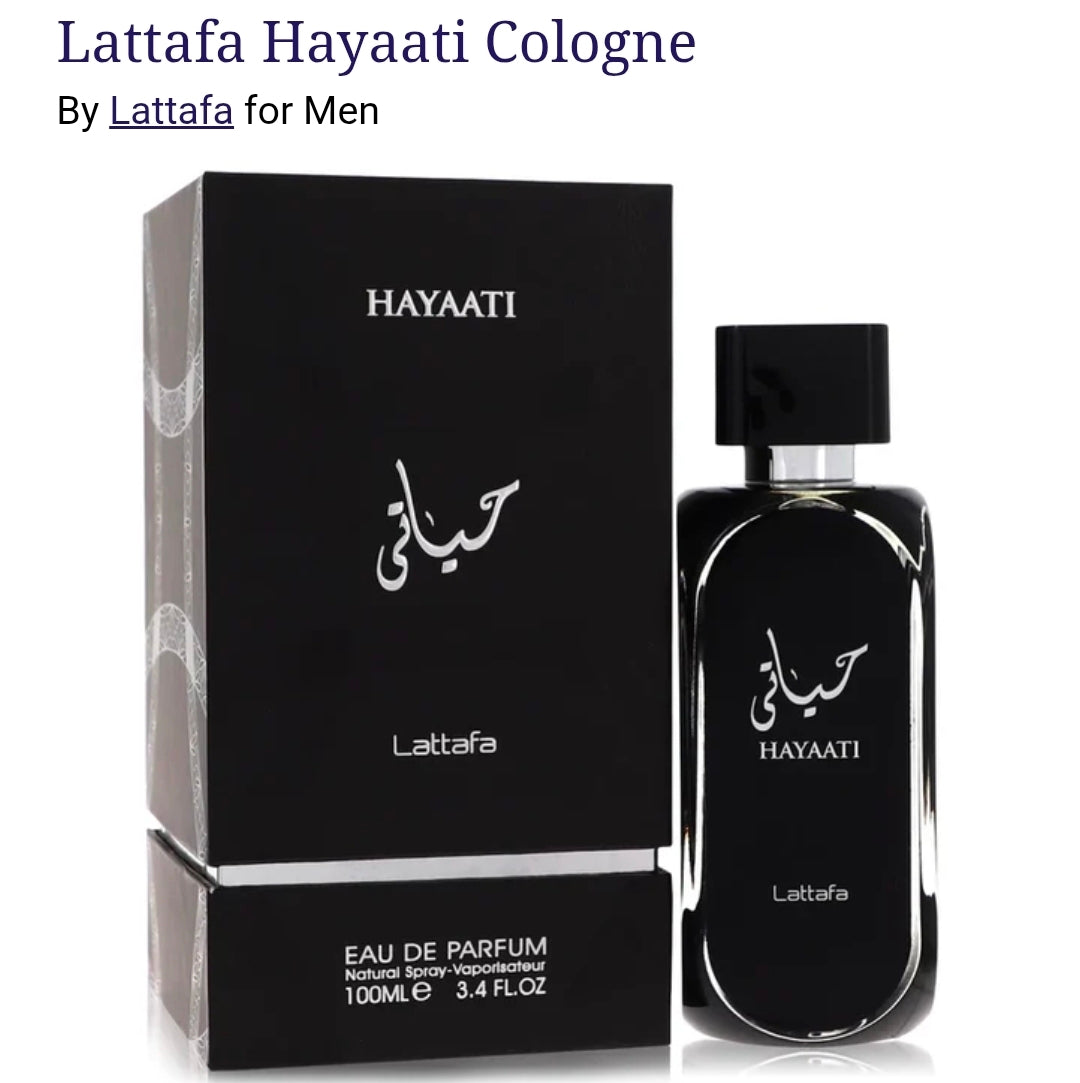 Lattafa Hayaati, una fragancia de la familia olfativa Amaderada Aromática muy popular por su perfil juvenil, fresco y dulce, que comparte un ADN muy similar al famoso Invictus de Paco Rabanne.100% Original.