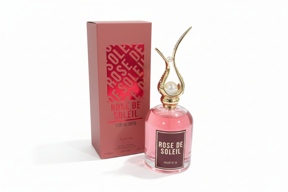 Rose de Soleil For Women de RiiFFS es una fragancia de la familia olfativa Floral Frutal Gourmand. Se ha vuelto sumamente popular por su gran parecido al aroma de Scandal de Jean Paul Gaultier.