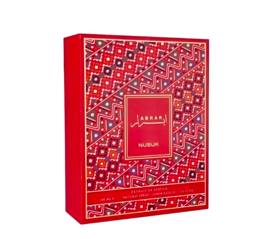 Abrar de Nusuk es una fragancia de la familia olfativa oriental, amaderada y floral. Tiene un carácter elegante, profundo y magnético, muy característico de la perfumería arabe.ser un Extrait de Parfum (extracto de perfume), tiene una excelente duración.