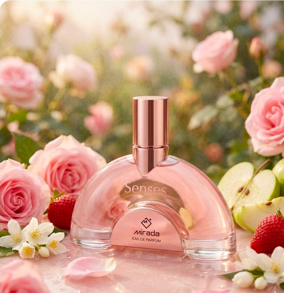 Mirada Senses (Eau de Parfum), una fragancia femenina. Es una fragancia ligera, ultrafemenina y luminosa. Se siente como un jardín de flores frescas combinado con frutas ácidas y dulces. 100% Original