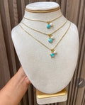 Cadena con larimar y baño de oro $650 cada una, escribir para decir cual quieres. Gracias por su compra.
