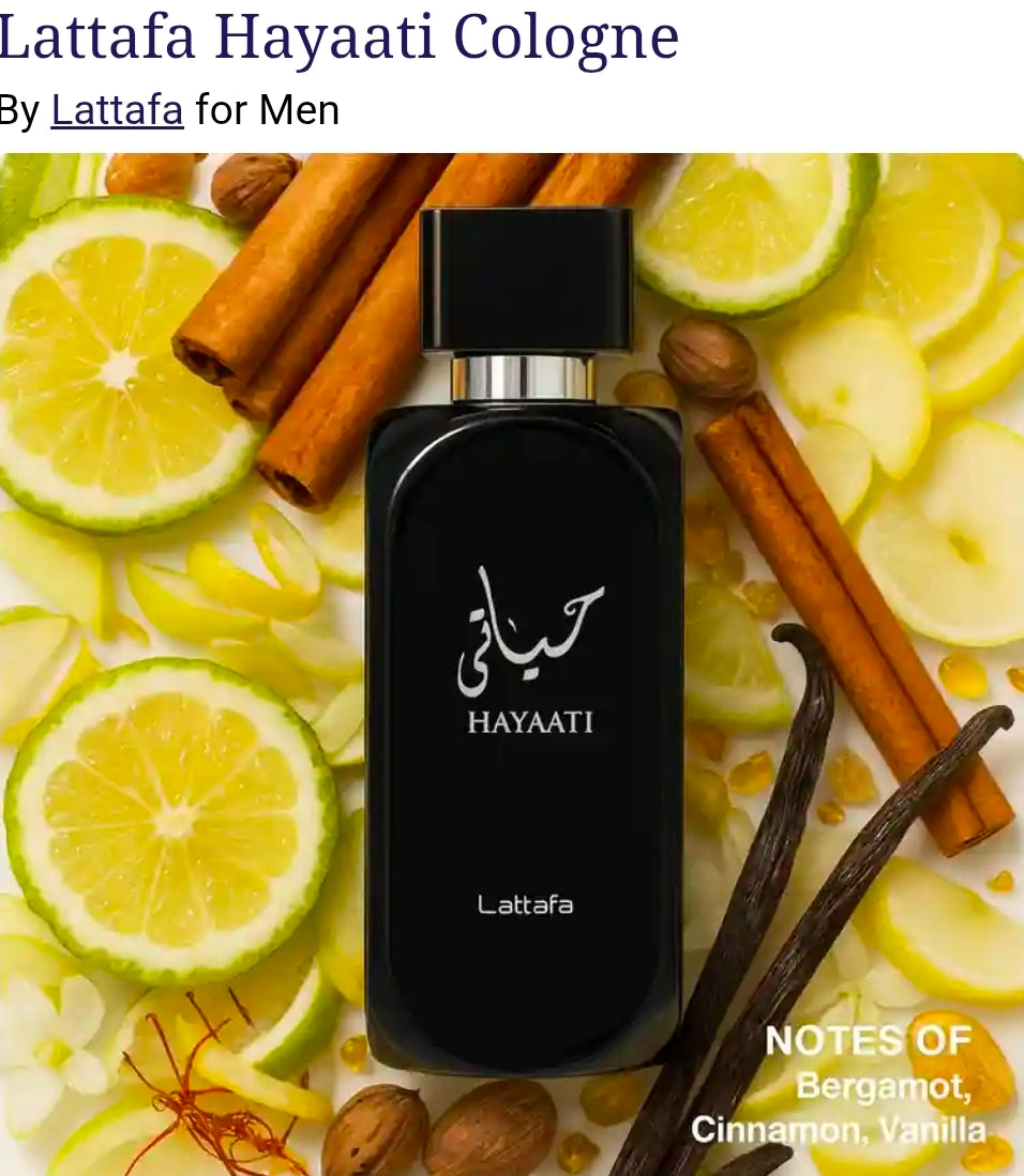 Lattafa Hayaati, una fragancia de la familia olfativa Amaderada Aromática muy popular por su perfil juvenil, fresco y dulce, que comparte un ADN muy similar al famoso Invictus de Paco Rabanne.100% Original.
