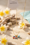 Cadena para mujer con baño de oro y larimar.