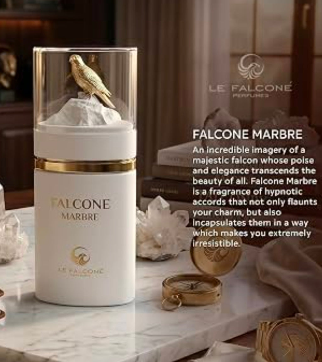 Falcone Marbre de Le Falcone (Eau de Parfum – 100ml)La esencia del poder y la sofisticación. Diseñado para el hombre moderno que avanza con paso firme, Falcone Marbre es una declaración implícita de confianza y éxito. 🤍✨️