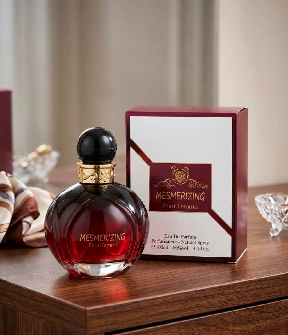 Mesmerizing Pour Femme. Es una fragancia diseñada para mujer que pertenece a la línea de contratipos o "dupes" económicos, famosa por ofrecer una alternativa accesible a un aroma de diseñador de gran renombre. Inspiración