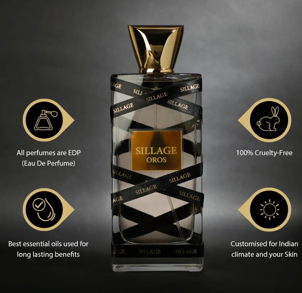 Sillage Oros de la casa RiiFFS Perfumes, Esta fragancia destaca por una evolución compleja que mezcla la frescura inicial con un fondo dulce y elegante.