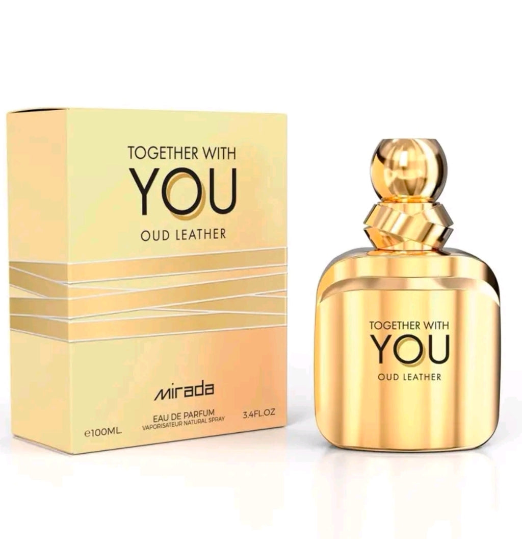 Mirada Together With You Oud Leather (100ml) es una fragancia masculina.A diferencia de otras versiones más dulces de la misma línea, esta variante destaca por ser un aroma oscuro, denso, lujoso y muy elegante.