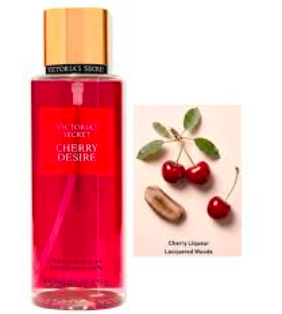 Cherry Desire de Victoria's Secret pertenece a la familia olfativa Frutal Gourmand. Se caracteriza por ser un aroma dulce, jugoso, seductor y con un fondo ligeramente amaderado y cálido. 100% original