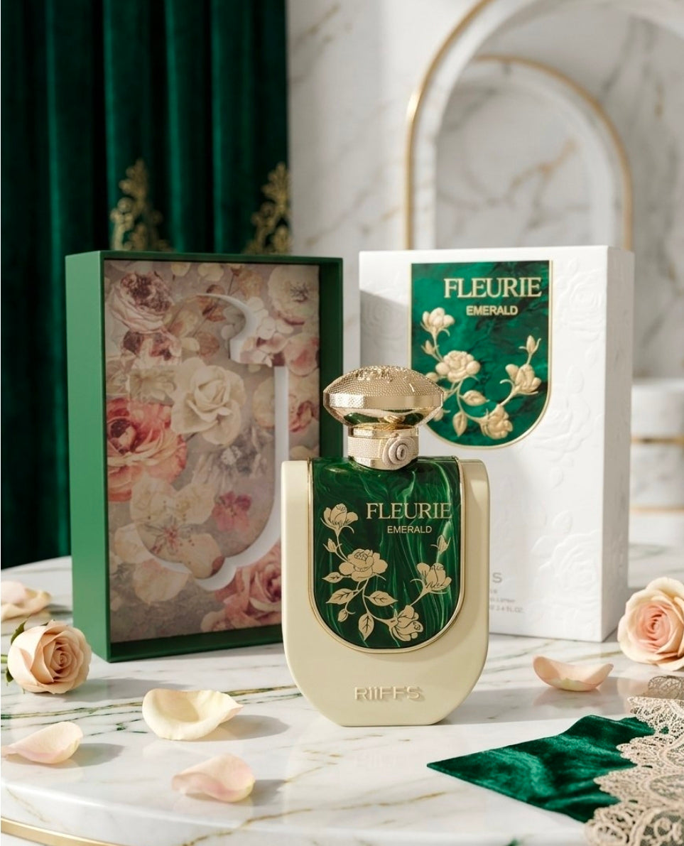 Fleurie Emerald Green de Riiffs Perfumes es una fragancia femenina catalogada dentro de la familia Oriental Vainilla / Gourmand Especiada. Su aroma se caracteriza por equilibrar una salida cítrica y herbal vibrante. Para mujer.