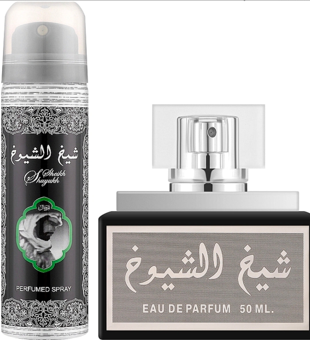 Sheikh Al Shuyukh de Lattafa Perfumes (edición clásica / Black Edition).Poderoso, sofisticado y místico. Eleva tu presencia con Sheikh Al Shuyukh de Lattafa, el combo de perfume y desodorante que define el verdadero carácter oriental amaderado. ✨️💛