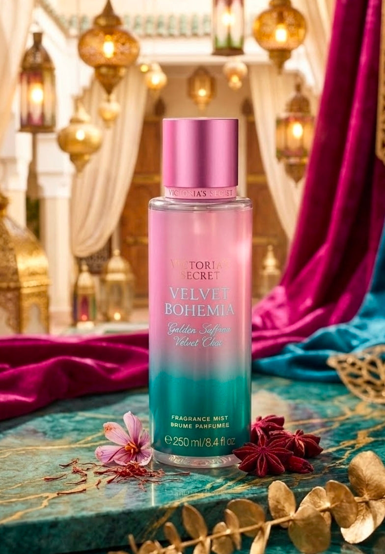 Velvet Bohemia de Victoria's Secret pertenece a la familia olfativa Ámbar Especiada (u Oriental Especiada). Es una fragancia rica, sensual, cálida y sofisticada con un marcado carácter floral-especiado.      100% Original
