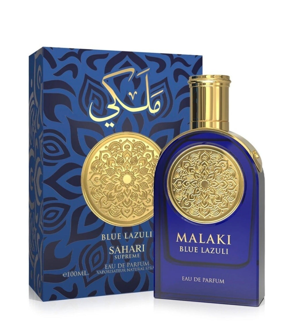 Malaki Blue Lazuli de Sahari Suprême es una fragancia árabe unisex de alta gama que fusiona a la perfección la frescura cítrica con una sofisticada profundidad oriental. Diseñada para quienes buscan distinción y un estilo inolvidable.✨️💙