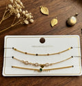 Elegante pulsera tres en una de mujer, con baño de oro.