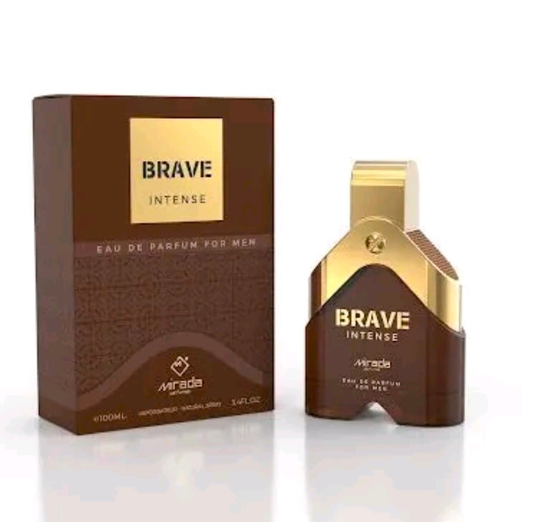 Brave Intense (Eau de Parfum) de la marca Mirada, una fragancia diseñada para hombres,caracterizada por un aroma cálido, potente y masculino, diseñado para proyectar una imagen atrevida y sofisticada. 100% original