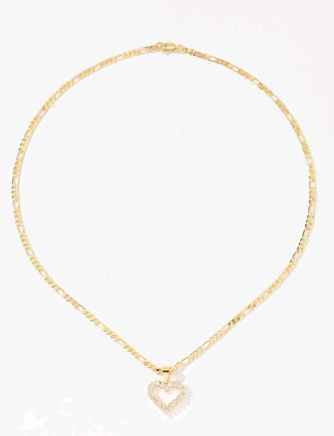 Collar con dije de corazón hueco de circonia bañado en oro de 14k, collar de amor en forma de corazón, joyería brillante de boda, uso diario, regalo de San Valentín y Navidad", cumpleaños y cualquier ocasion.