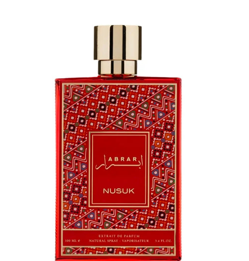 Abrar de Nusuk es una fragancia de la familia olfativa oriental, amaderada y floral. Tiene un carácter elegante, profundo y magnético, muy característico de la perfumería arabe.ser un Extrait de Parfum (extracto de perfume), tiene una excelente duración.