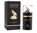 Le Falconé Black Coal, un Eau de Parfum de 100 ml. cálido, especiado, amaderado, ligeramente dulce y con un toque de cuero, dejando una sensación intensa y elegante. Para hombres.