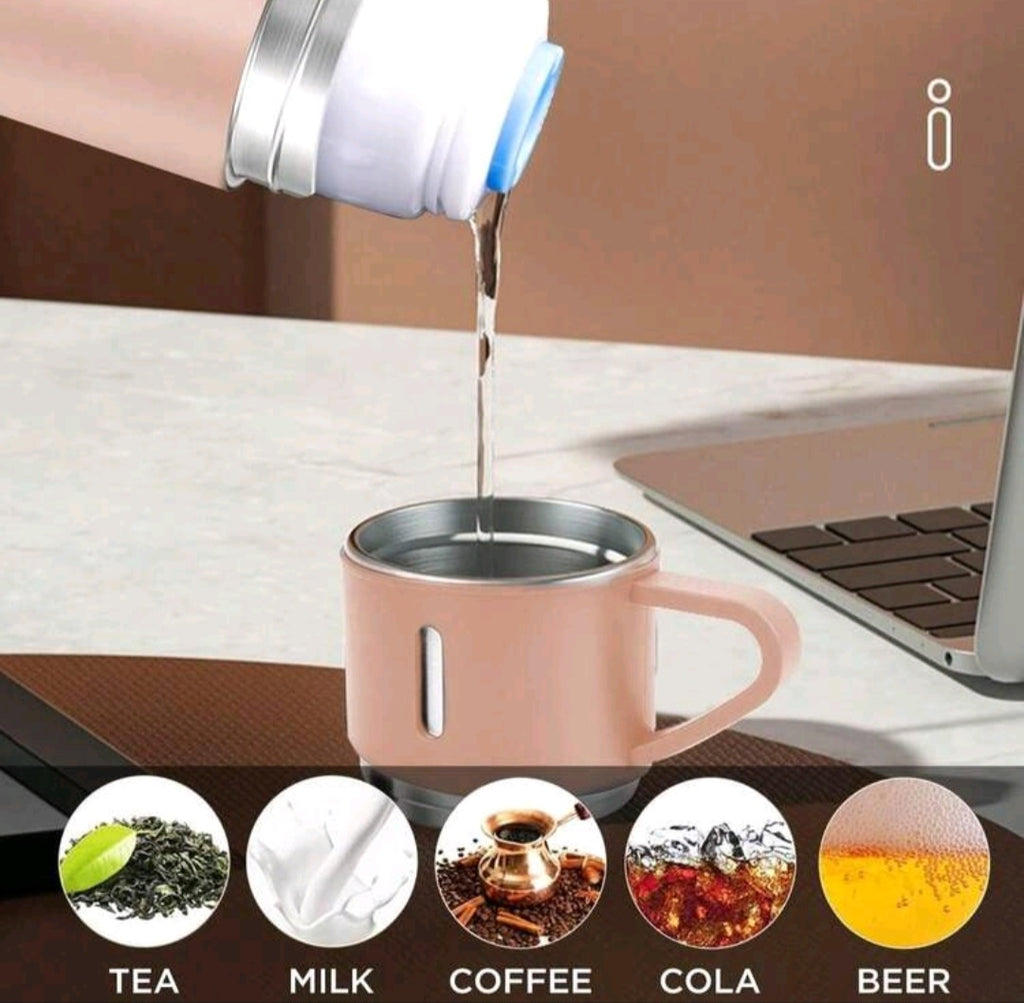 Termo de café - Taza de viaje de acero inoxidable con aislamiento al vacío, 500 ml, con vaso para bebidas frías y calientes (rosa, tres tazas)