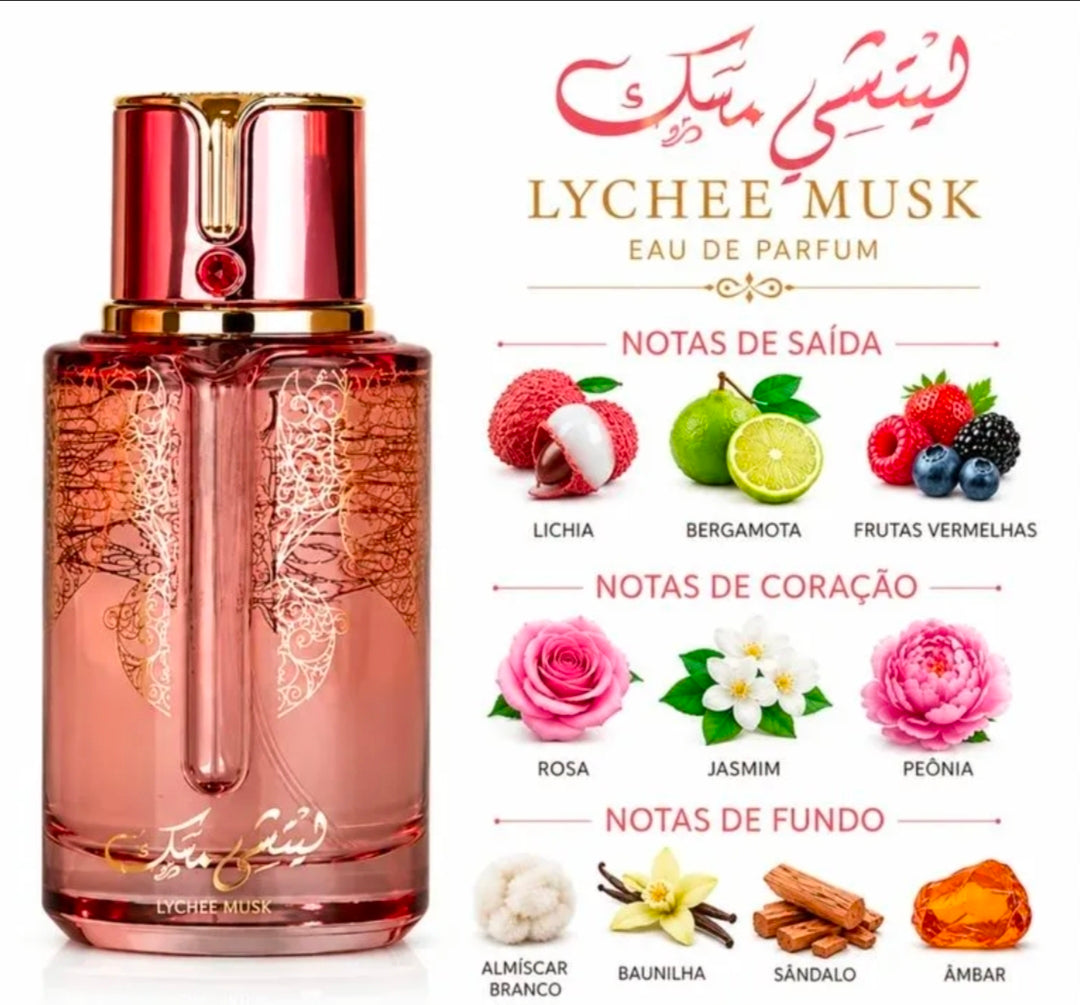 Lychee Musk de la línea Arabiyat Prestige (una colección de la casa de Dubái ♥️. Es una fragancia unisex muy popular por su aroma dulce, tropical y avainillado, ideal para quienes disfrutan de los perfumes de estilo árabe con notas frutales y almizcladas.