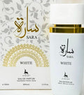 Sara White de la marca Ayelet. Es una fragancia diseñada para mujer que pertenece al popular mundo de la perfumería de inspiración árabe (producida en Dubái)