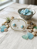 Aretes de larimar  y baño de oro.