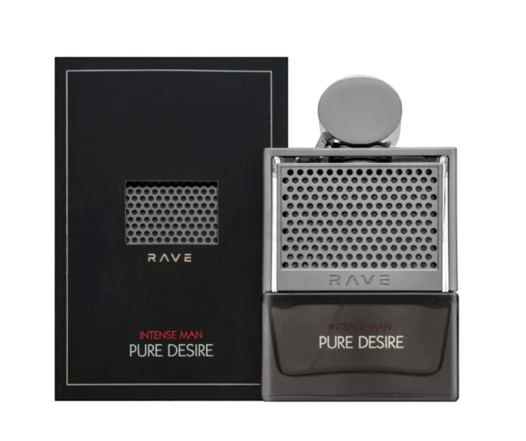 Intense Man Pure Desire de Rave (Lattafa Perfumes)Madera de abedul con un toque sutil ahumado, pachulí y suaves notas florales de jazmín y rosa. ¿Por qué se vende tan rápido?Duración brutal: Al ser Eau de Parfum, se queda en la piel de 6 a 8 horas🥰✨️