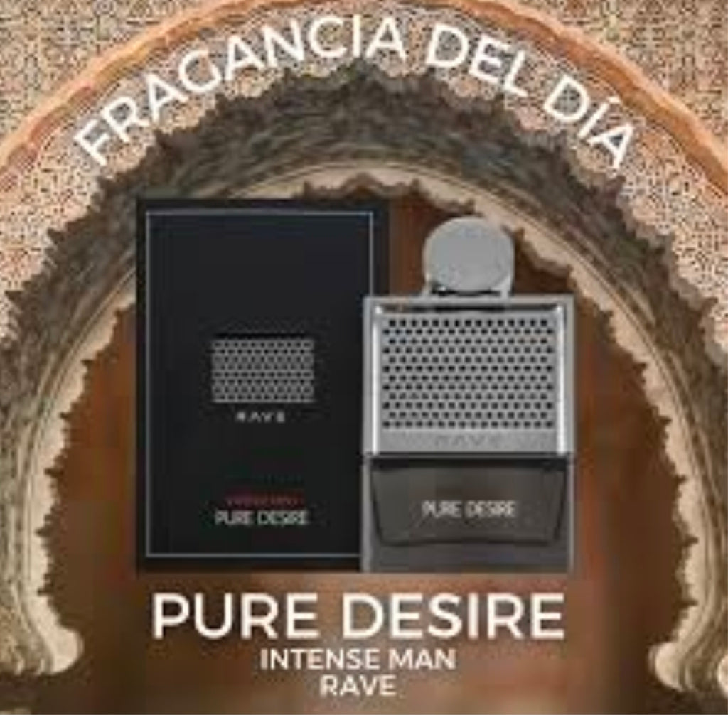 Intense Man Pure Desire de Rave (Lattafa Perfumes)Madera de abedul con un toque sutil ahumado, pachulí y suaves notas florales de jazmín y rosa. ¿Por qué se vende tan rápido?Duración brutal: Al ser Eau de Parfum, se queda en la piel de 6 a 8 horas🥰✨️