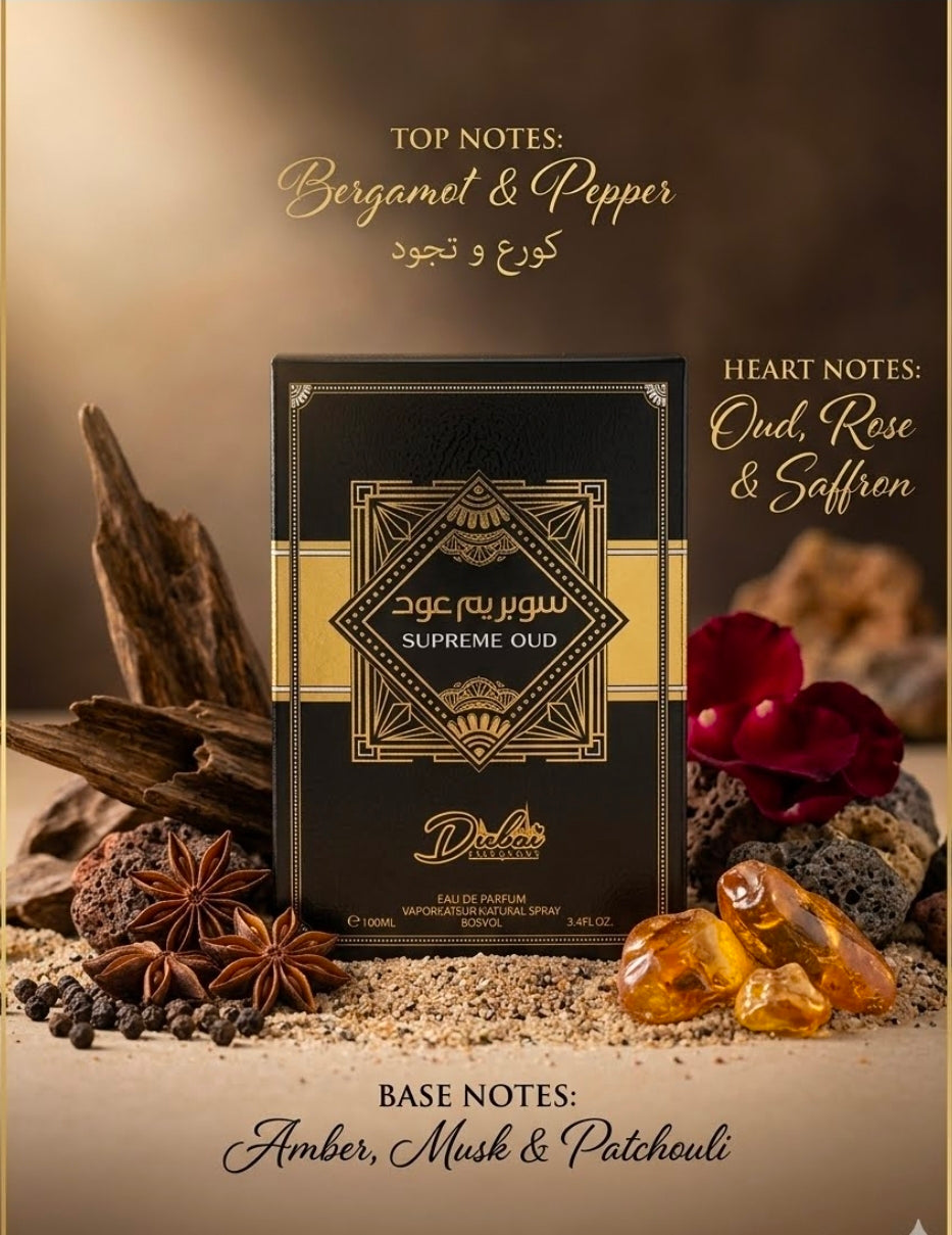 Es perfecto para salidas nocturnas, cenas, discotecas o eventos formales donde el clima refresca un poco.Madera de oud, rosa y azafrán (dan el toque exótico árabe). Inspirado.