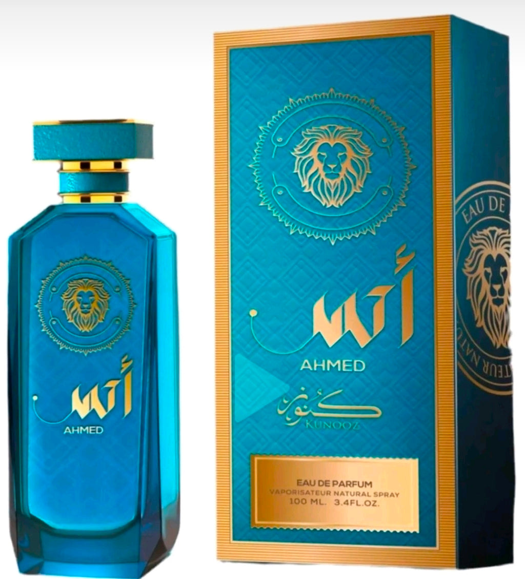Descubre el poder y la sofisticación del Oriente con Ahmed de Kunooz. Una fragancia masculina imponente, diseñada para el hombre moderno que busca proyectar seguridad, distinción y una frescura limpia pero profundamente atractiva. 💙