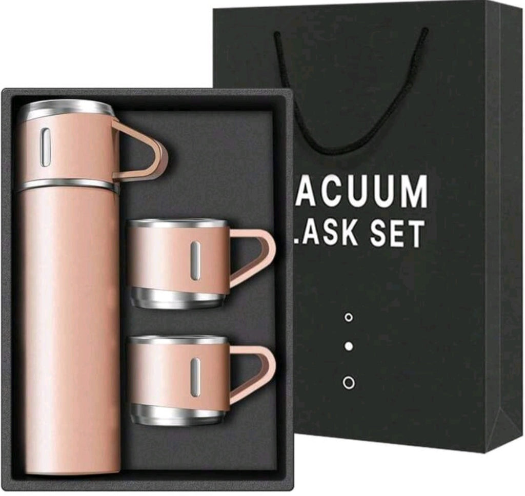 Termo de café - Taza de viaje de acero inoxidable con aislamiento al vacío, 500 ml, con vaso para bebidas frías y calientes (rosa, tres tazas)